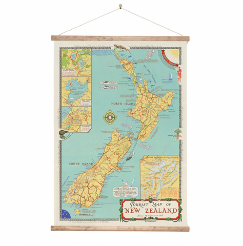 New Zealand Tourist Map- Wall Chart Art Print 100% NZ