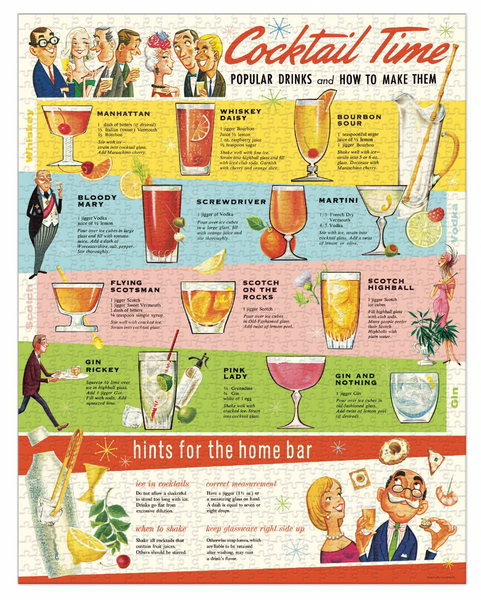 Cocktails 1000 Pce - Vintage Puzzle Puzzle Cavallini & Co