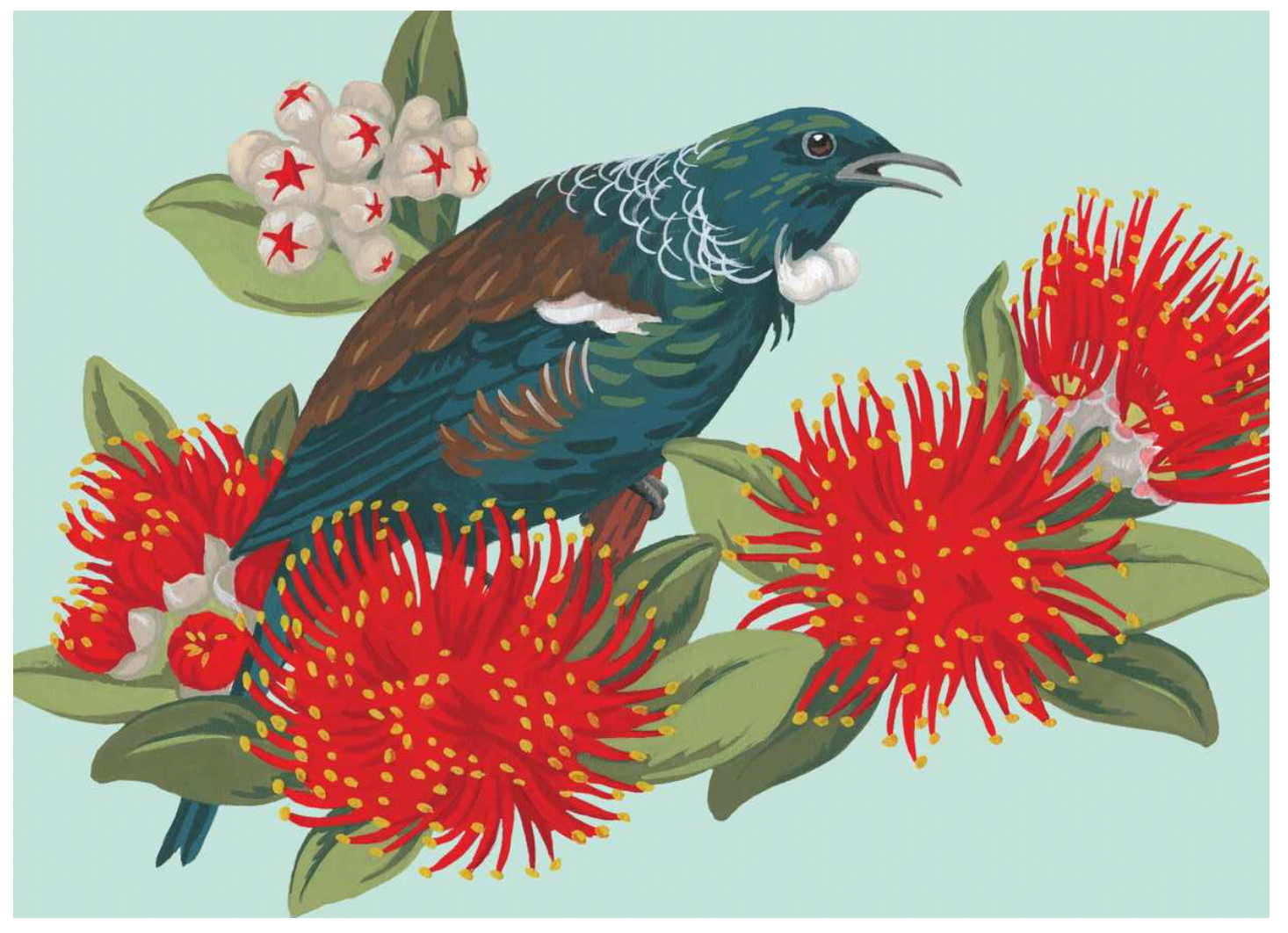 Tui On Pohutukawa - Lens Cloth