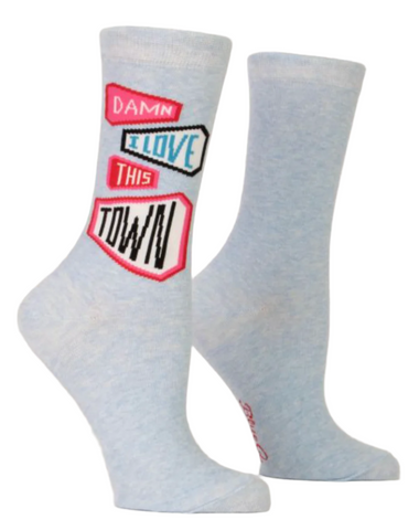 I Love This Town Crew Socks Socks BlueQ