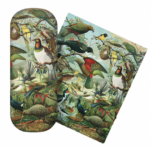 Glasses Case and Lens Cloth Set - Native Birds of NZ Glasses Case 100% NZ