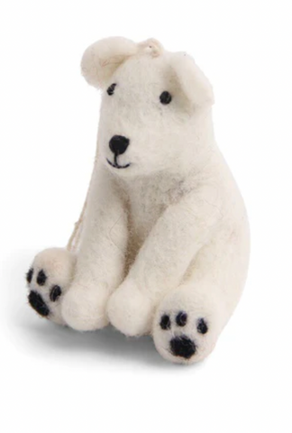 Ice Bear - Felted Wool Hanging Decoration Christmas Decoration En Gry and Sif