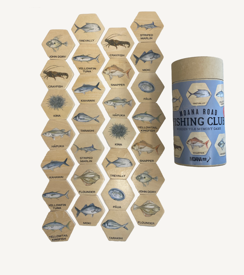 Wooden Memory Game - Fishing Club Game Moana Road