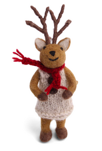 Girl Reindeer - Felted Wool Hanging Decoration