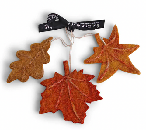 Autumn Leaves- Felted Wool Hanging Decoration Christmas Decoration En Gry and Sif