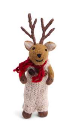 Boy Reindeer - Felted Wool Hanging Decoration Christmas Decoration En Gry and Sif