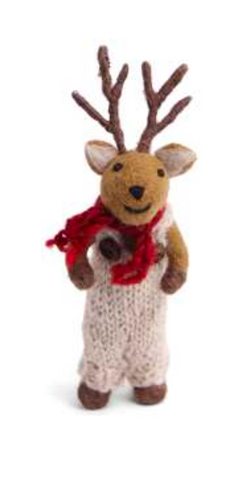 Boy Reindeer - Felted Wool Hanging Decoration