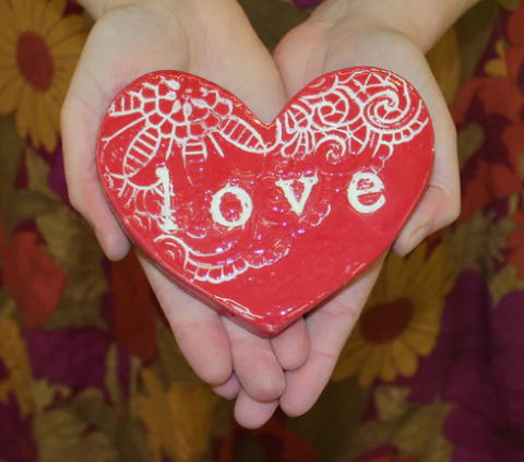 Red Lace Love  Heart Tile
