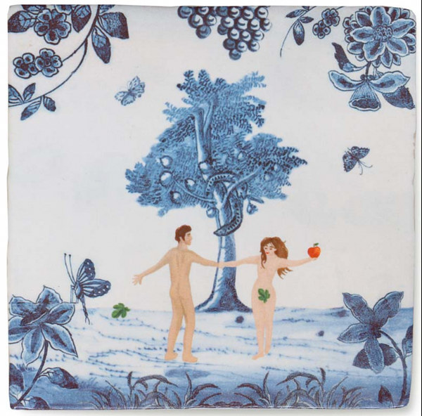 Adam & Eve in the garden of Eden Ceramic Tile