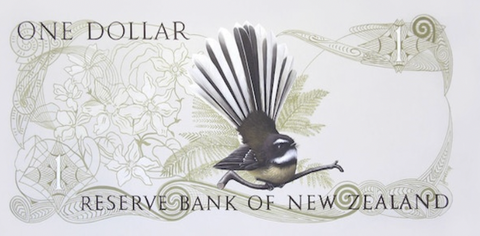 Piwakawaka's One Dollar Note - Jane Crisp - Art Print + Matting