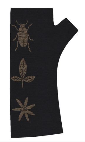 Black beetle gold Merino Fingerless Gloves