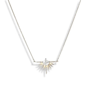 A Dusting of Jewels - Solar Necklace | Platinum with White Stone