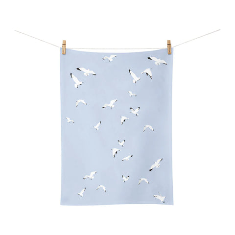 Beach Bird Gulls - Blue Tea Towel