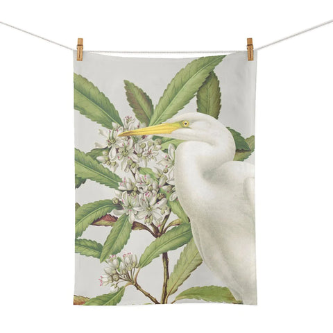 Birds and Botanical Heron - Tea Towel