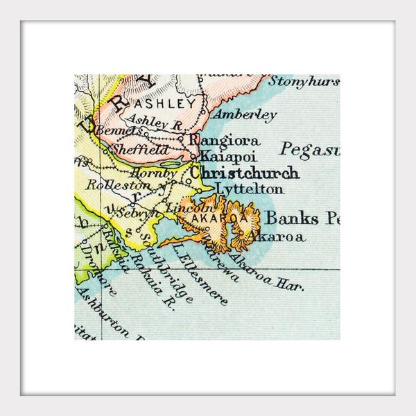 Christchurch - Vintage Map Print Art Print 100% NZ Unframed