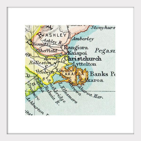 Christchurch - Vintage Map Print Art Print 100% NZ Unframed