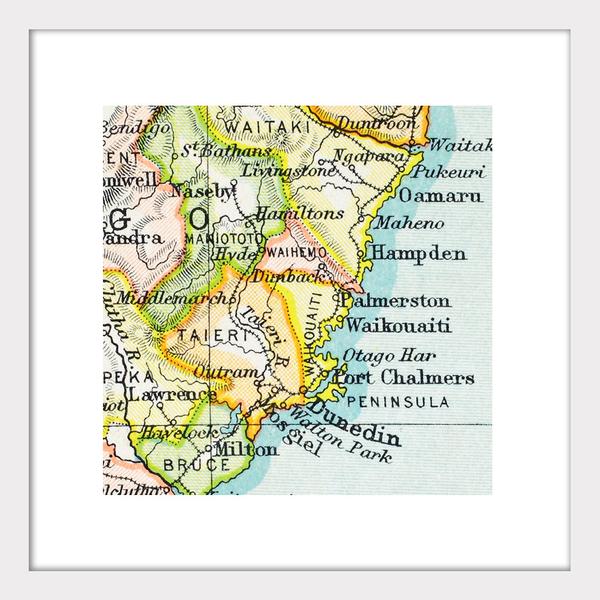 Dunedin - Vintage Map Print Art Print 100% NZ Unframed