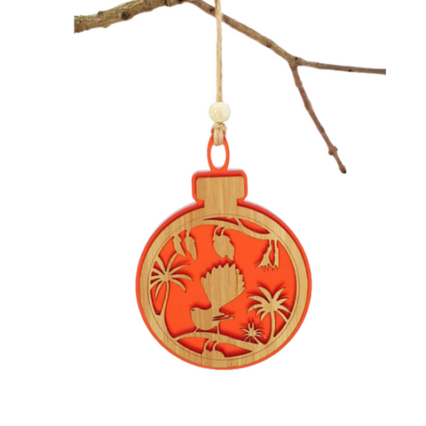 Hanging Ornament - Bauble Fantail on Kowhai