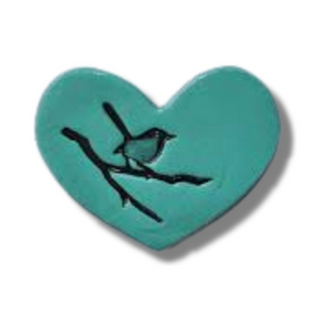 Bird on Branch Duck Egg Blue Heart Tile