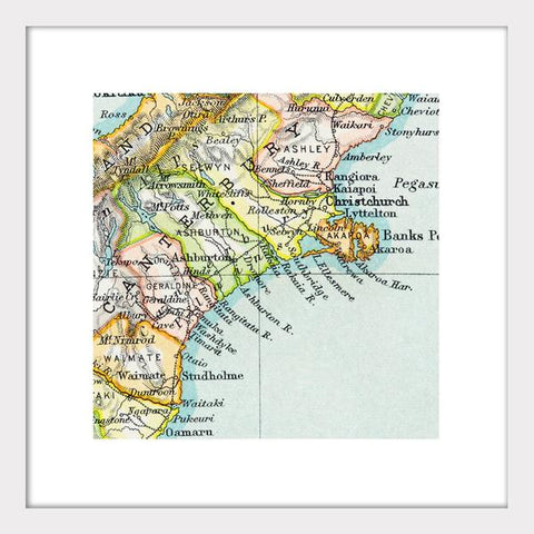 Canterbury - Vintage Map Print Art Print 100% NZ Unframed