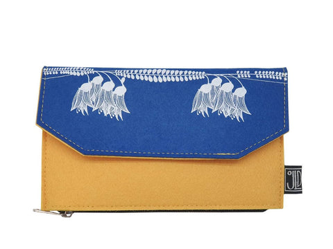 Kowhai Blue & Yellow Ecofelt Wallet