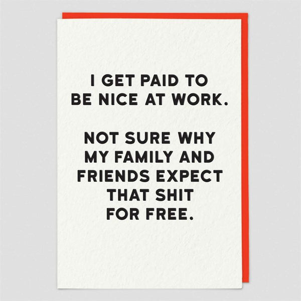 Card - Be Nice At Work Greeting Card Redback Cards
