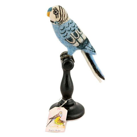 Blue English Budgie Faux Taxidermy