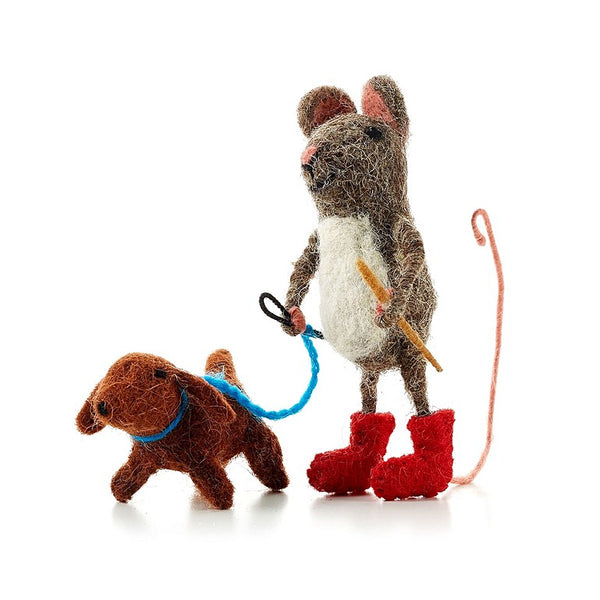 Dog Walker Mouse Felt Mouse Sew Heart Felt