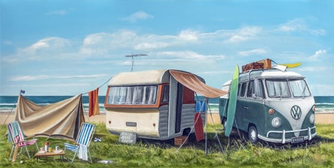 Beach Base Camp by Graham Young - Matted Art Print