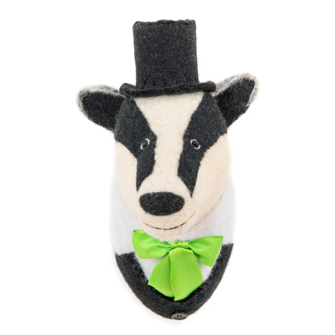 Brigadier Billie the Badger Head Wall Art Sew Heart Felt