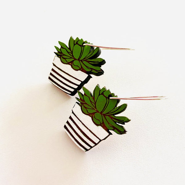 Succulent Pot Rimu Earrings