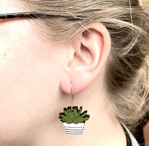 Succulent Pot Rimu Earrings