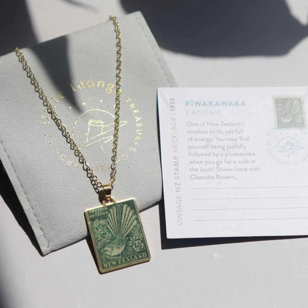 Pīwakawaka – 1935 Pictorial Stamp Necklace Necklaces Little Taonga
