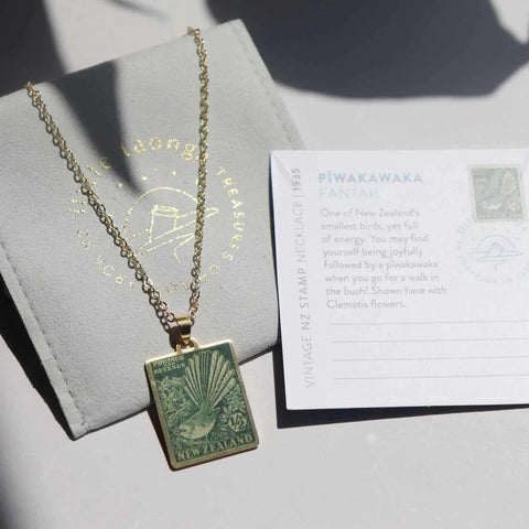 Pīwakawaka – 1935 Pictorial Stamp Necklace Necklaces Little Taonga