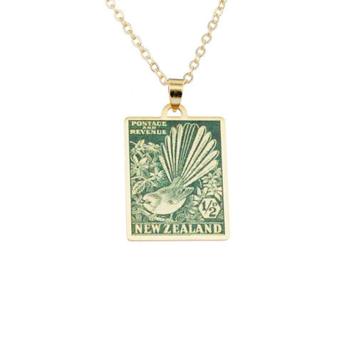 Pīwakawaka – 1935 Pictorial Stamp Necklace Necklaces Little Taonga