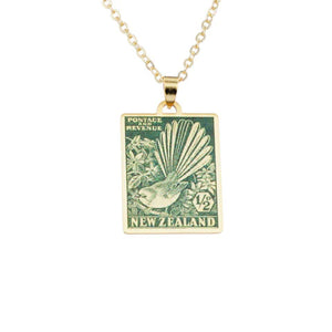 Pīwakawaka – 1935 Pictorial Stamp Necklace Necklaces Little Taonga