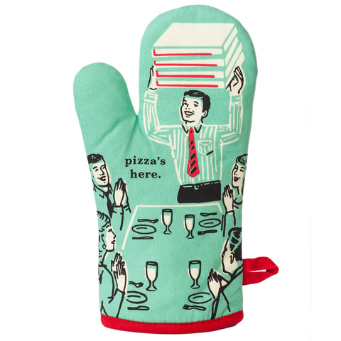 Pizza's Here - Oven Mitt Oven Mitt BlueQ