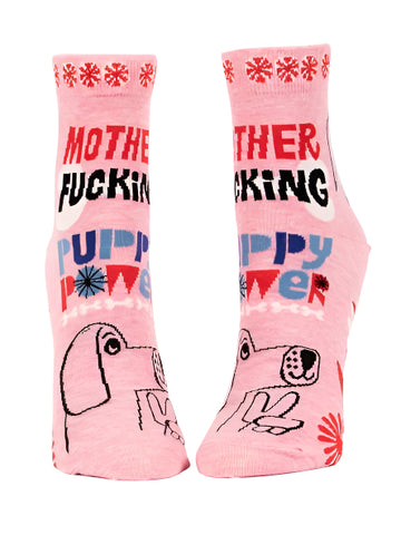 Mother F'in Puppy Power Ankle Socks