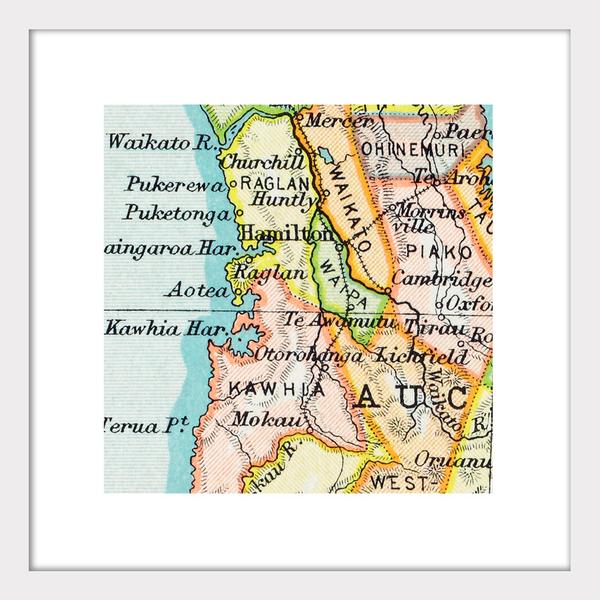 Waikato - Vintage Map Print Art Print 100% NZ Unframed