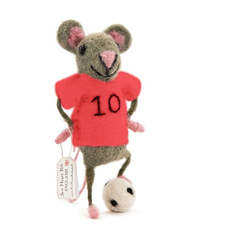 Soccer/Football Red Shirt Mouse Felt Mouse Sew Heart Felt