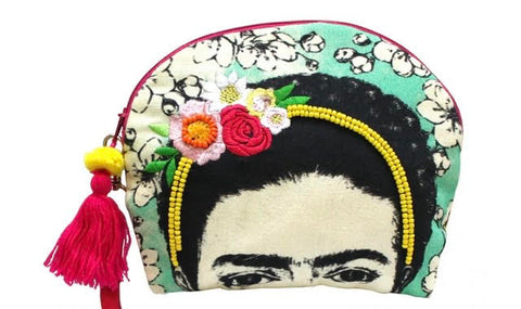 Frida Kahlo Embroidered Make Up Bag