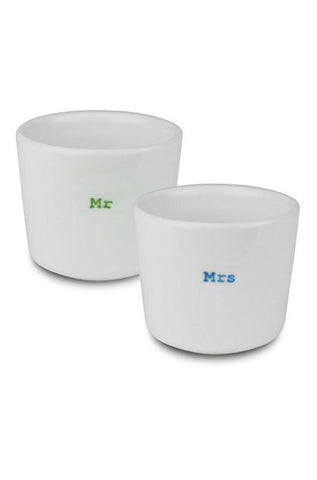 Porcelain Egg Cup Set - Mr and Mrs