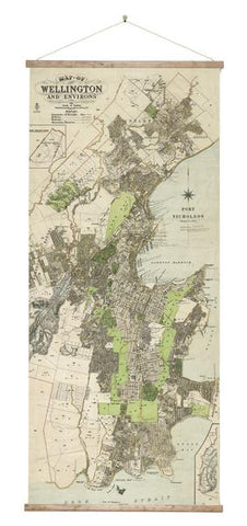 Vintage Map of Wellington - Wall Chart Art Print 100% NZ