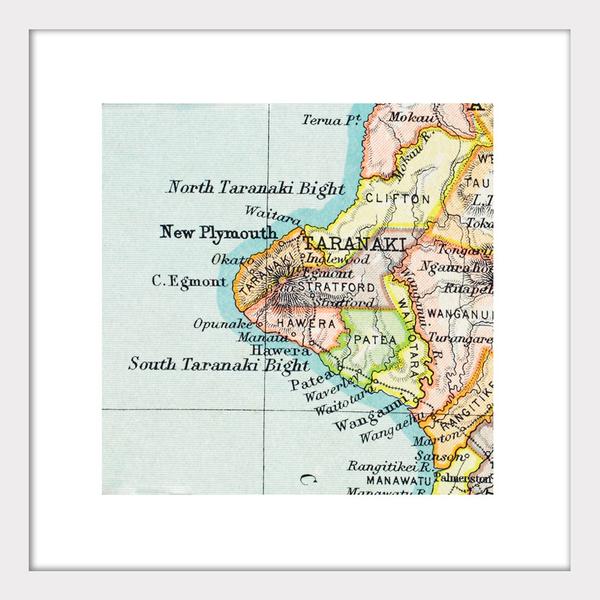 Taranaki - Vintage Map Print Art Print 100% NZ Unframed